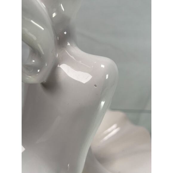 Vintage Ceramic Trinket Dish - Nude Mermaid Holding a Shell - White - 1977 - Picture 10 of 11